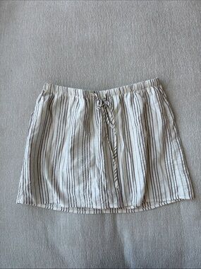 SHEIN Cream and Black Striped Drawstring Mini Skirt